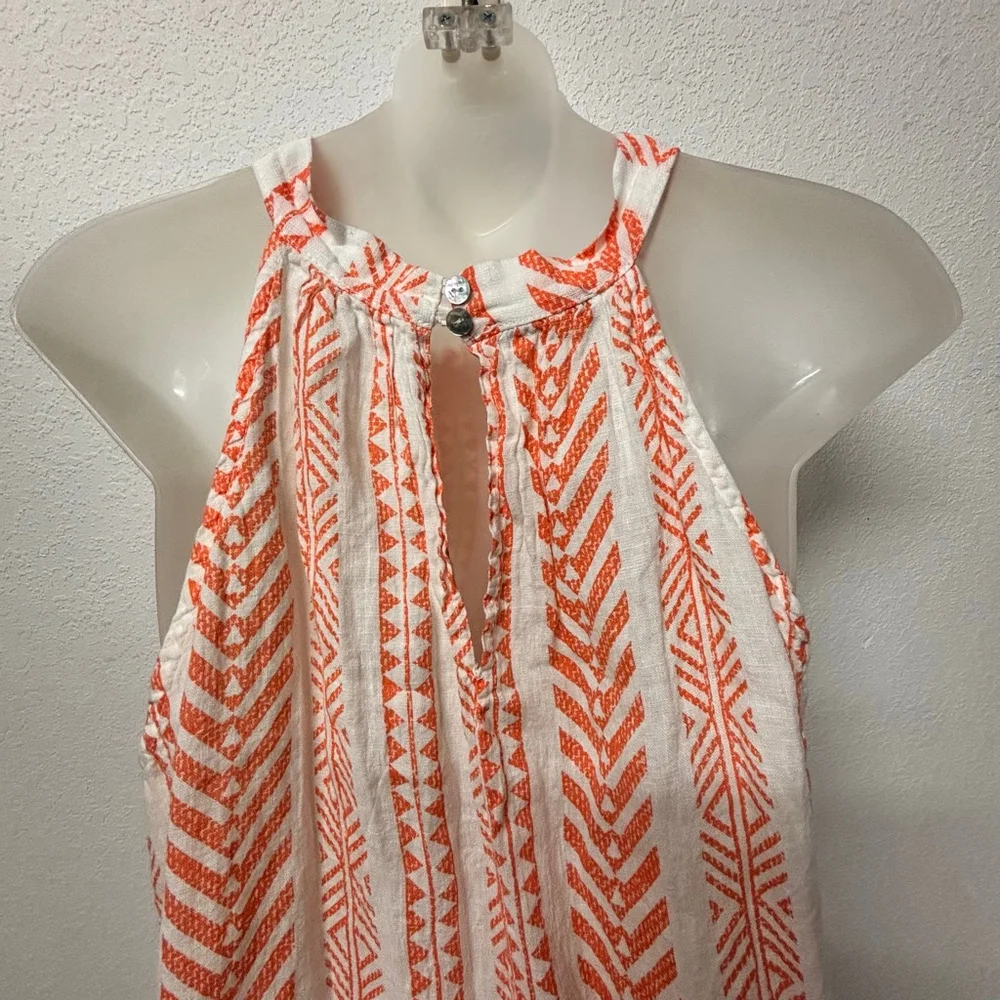 Made in Italy Bellambra Linen Halter Dress L Aztec design, vacation dress - Picture 4 of 8